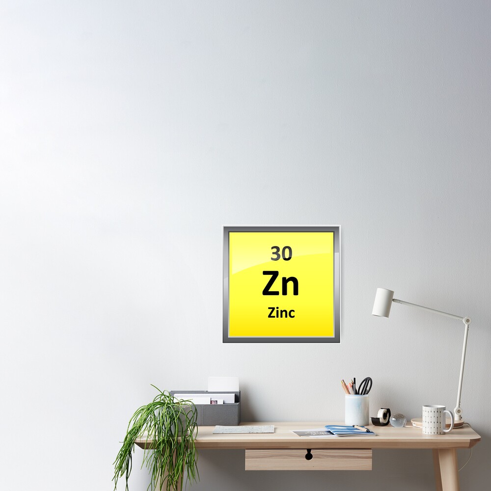 zinc-element-symbol-periodic-table-poster-by-sciencenotes-redbubble