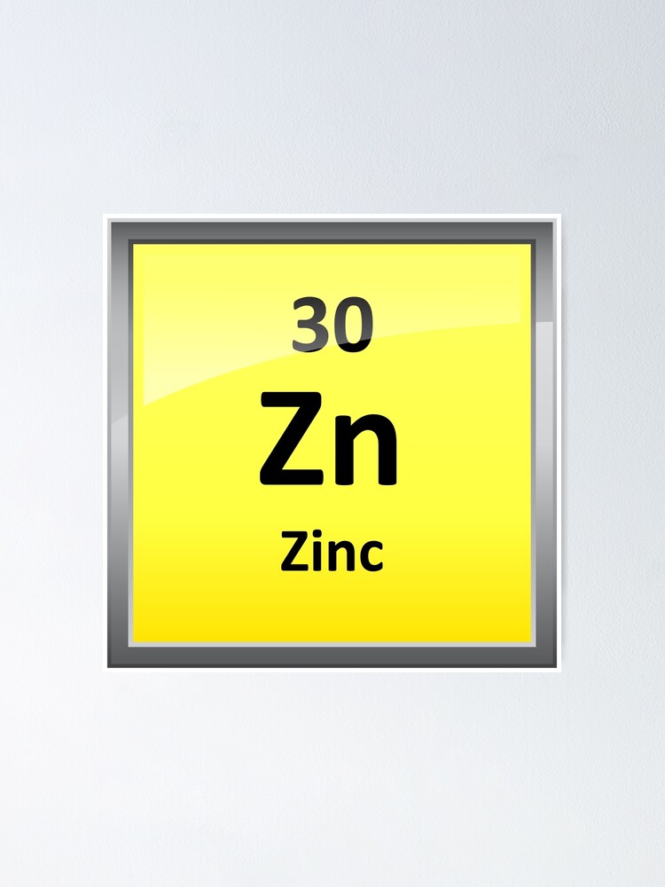 "Zinc Element Symbol Periodic Table" Poster by sciencenotes Redbubble