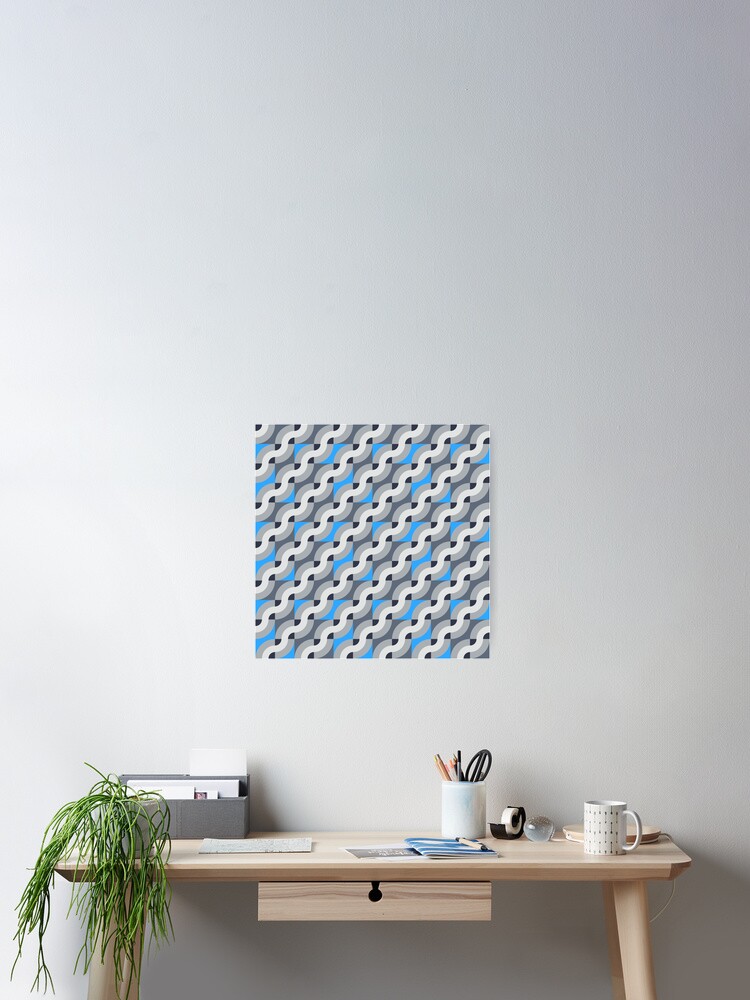 Thumbnail 2 of 3, Poster, Pattern with diagonal waves designed and sold by tukkki.
