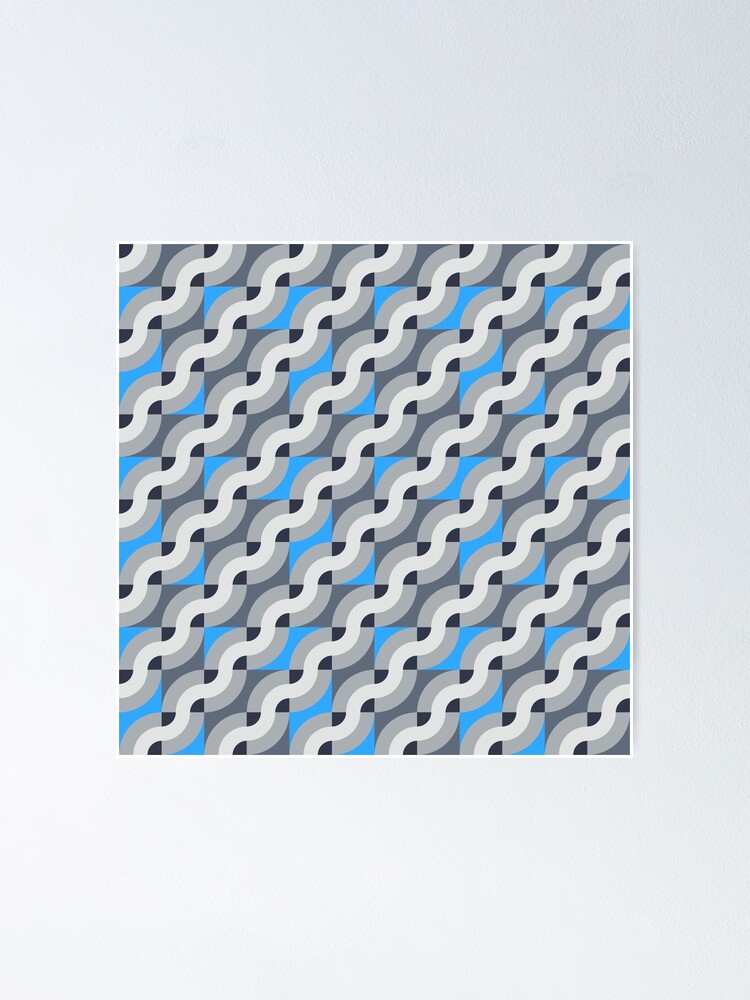 Thumbnail 1 of 3, Poster, Pattern with diagonal waves designed and sold by tukkki.