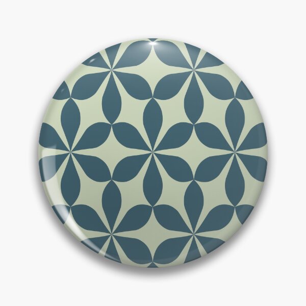 Item preview, Neutral Blue Retro Geometric Floral Pattern designed and sold by sarabethtextile.
