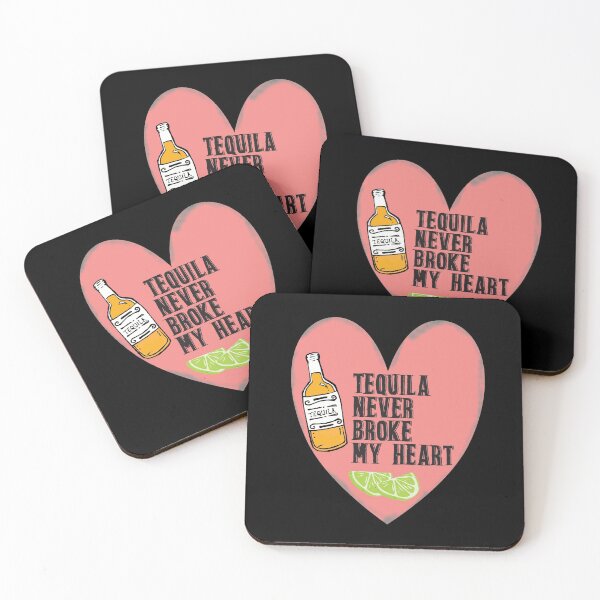 Item preview, Tequila Never Broke My Heart. Heart Shaped Humorous Black Print designed and sold by luvmhykdesigns.