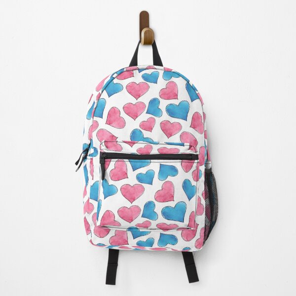 Item preview, Watercolor hand drawn sketch illustration seamless pattern background with pink and blue hearts designed and sold by FuzzyLogicKate.