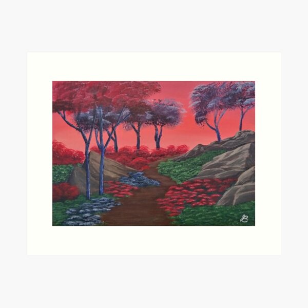 Rose Sky Forest Path Art Print