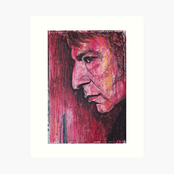Alan Rickman - Hand-Drawn Oil and Ink Portrait Art Print
