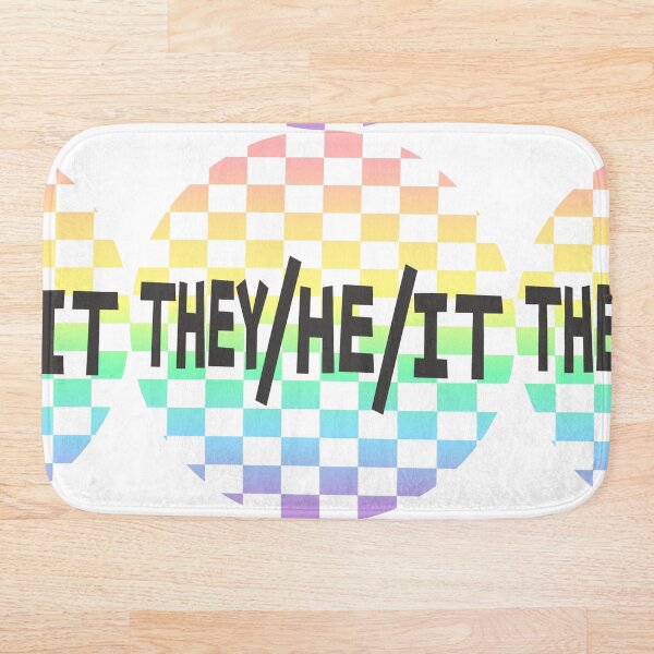 Item preview, Pronouns They/He/It White checkers and Pastel Rainbow Gradient designed and sold by  NamelessMeowMeow.