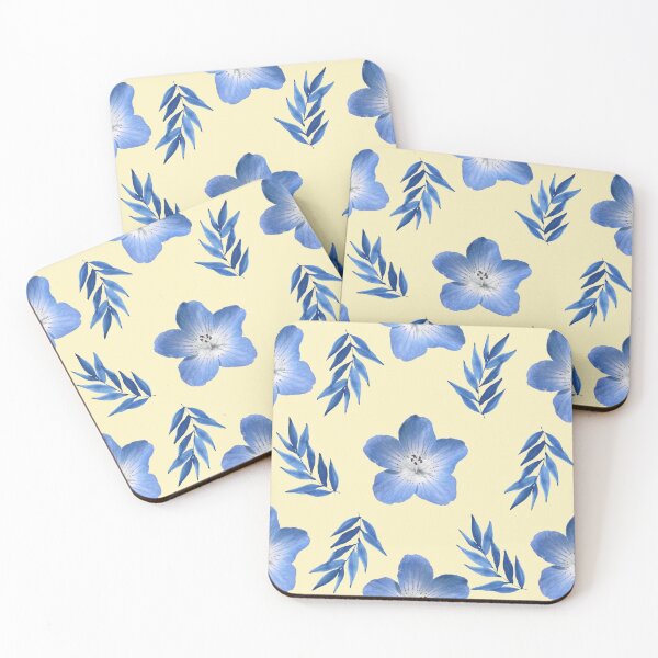 Item preview, Flores azules y ramas en amarillo claro. designed and sold by Ninaeva.
