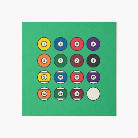 Pool Balls Billiard Grid Set #2 Illustration Art Board Print