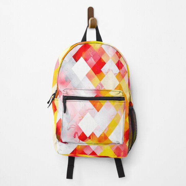 Item preview, geometric square pixel pattern abstract art background in red orange yellow designed and sold by Mrvell.