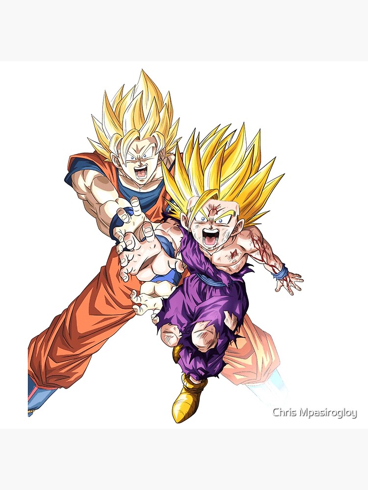 Lámina rígida «Padre Hijo kamehameha / Gohan Super Saiyan 2» de fitainment  | Redbubble