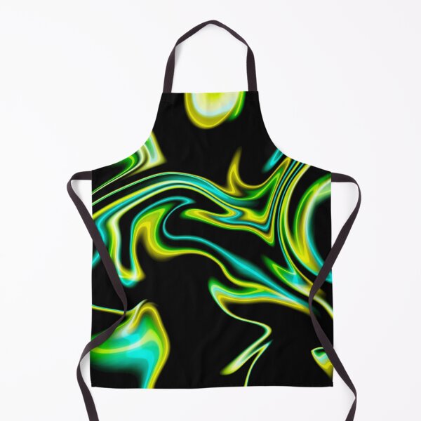 Item preview, Abstract Turquoise and Yellow Swirl Design on Black Background designed and sold by EclecticPaintin.