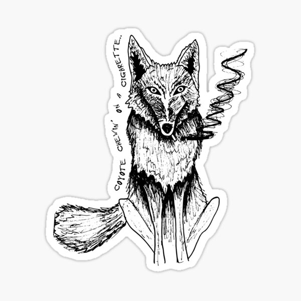 "Cigarette Coyote" Sticker for Sale by emmahulet Redbubble