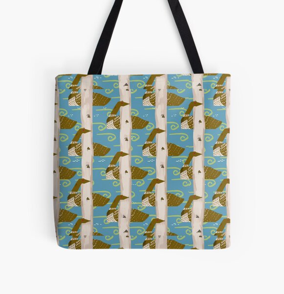 Brown Loons All Over Print Tote Bag