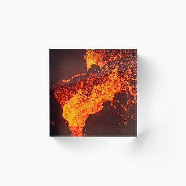Volcano Crater Night Iceland April 20th 2021 Acrylic Block
