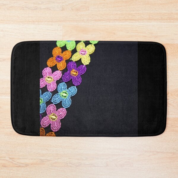 Item preview, Very beautiful and creative placement of colorful small floral laces at the side of matte black textured background designed and sold by FCEalin.