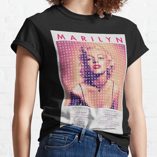Vista previa del artículo con la obra «Cartel de rompecabezas de búsqueda de palabras de Marilyn Monroe. Sopa de Letras», diseñado y vendido por Gerard Fay.