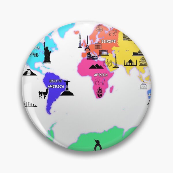 Item preview, world map with names of  the continents designed and sold by mashmosh.