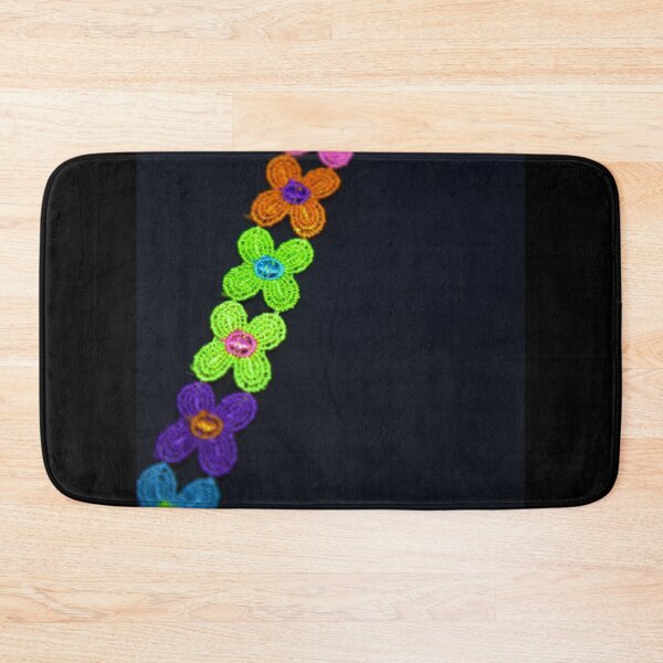 Item preview, A symmetric line of colorful small flower of laces on a black matte surface designed and sold by FCEalin.