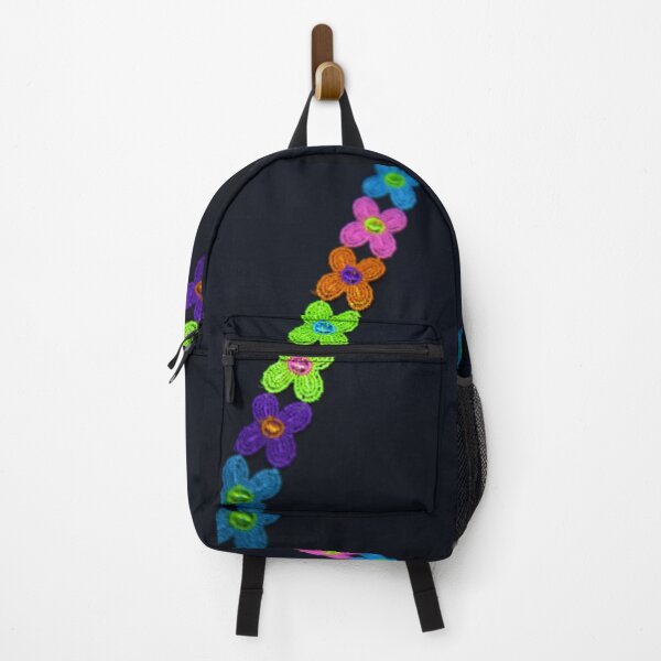 Item preview, A symmetric line of colorful small flower of laces on a black matte surface designed and sold by FCEalin.