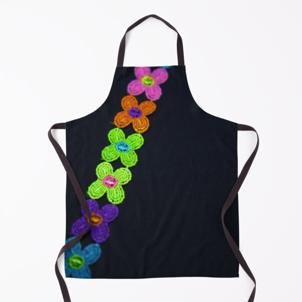 Item preview, A symmetric line of colorful small flower of laces on a black matte surface designed and sold by FCEalin.