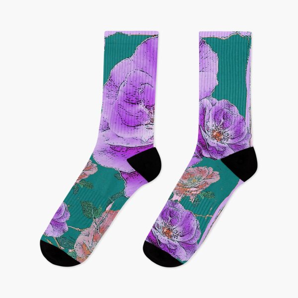 Item preview,  ABSTRACT ANTIQUE OLD LAVENDER ROSES TEAL ART designed and sold by sharlesart.