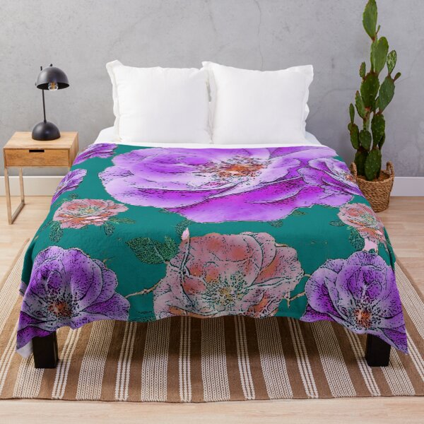 Item preview, ABSTRACT ANTIQUE OLD LAVENDER ROSES TEAL ART designed and sold by sharlesart.
