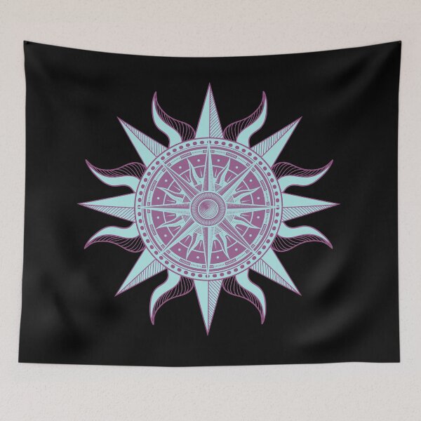 Item preview, Mystical Flaming Sun Pale Aqua and Purple designed and sold by Trinket-Trickster.