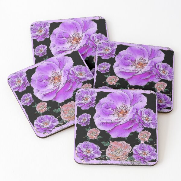 Item preview, ANTIQUE OLD LAVENDER ROSES ABSTRACT BLACK ART designed and sold by sharlesart.
