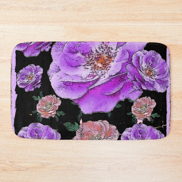 Item preview, ANTIQUE OLD LAVENDER ROSES ABSTRACT BLACK ART designed and sold by sharlesart.