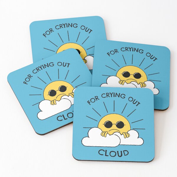 Item preview, For Crying Out Cloud, Unhappy Sun in Clouds, Black Text designed and sold by SquishStitches.