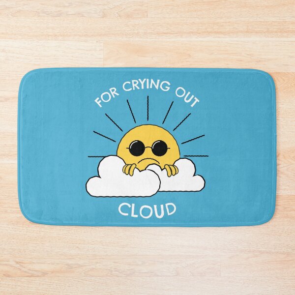 Item preview, For Crying Out Cloud, Unhappy Sun in Clouds, White Text designed and sold by SquishStitches.