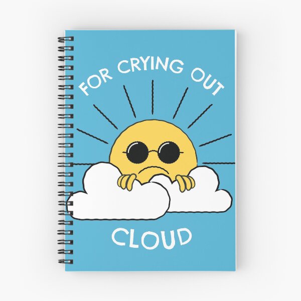 Item preview, For Crying Out Cloud, Unhappy Sun in Clouds, White Text designed and sold by SquishStitches.
