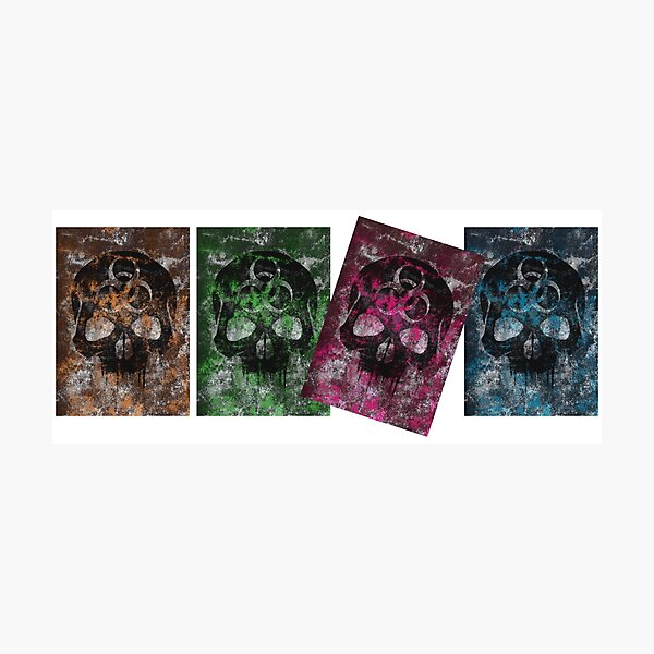Item preview, Four Grunge Coloured Skulls designed and sold by iscaStudioArt.