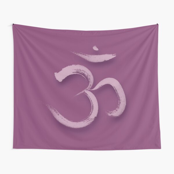 Aperçu de l'œuvre Sanskrit Om ou Aum symbole sacré du chakra de la couronne dans le design artistique Yoga en violet impression d'art de couleurs créée et vendue par AwenArtPrints.