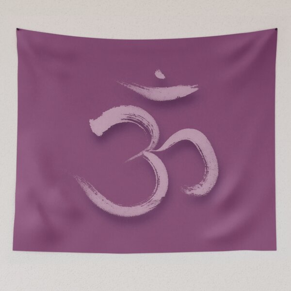Aperçu de l'œuvre Sanskrit Om ou Aum symbole sacré du chakra de la couronne dans le design artistique Yoga en violet impression d'art de couleurs créée et vendue par AwenArtPrints.