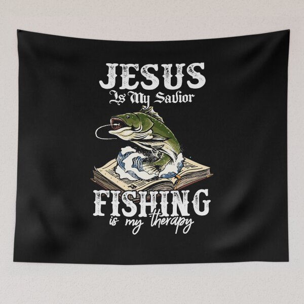 Item preview, Jesus Is My Savior Fishing Is My Therapy Funny Christian designed and sold by Dressed For  Duty.