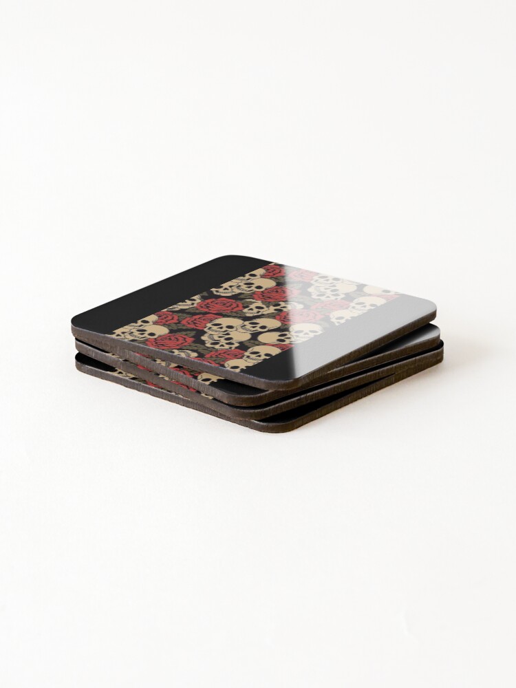 Thumbnail 4 of 5, Coasters (Set of 4), SKULLS AND ROSES designed and sold by TheGiftingTree.