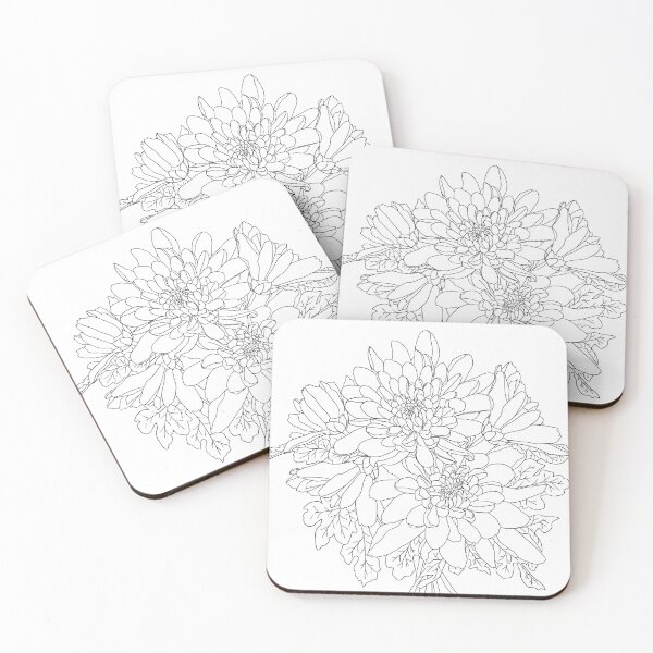 Item preview, Minimalist chrysanthemum floral line art designed and sold by Rebecca Claire Designs.