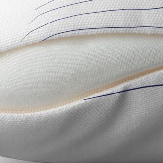 Alternate view of Nautical navy blue pinstripes on white Throw Pillow