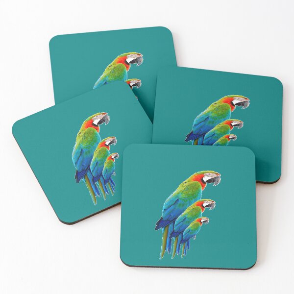 Item preview, RED-GREEN-BLUE MACAWS TEAL ART designed and sold by sharlesart.