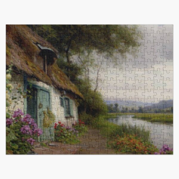 A Riverside Cottage - Louis Aston Knight Riverside Cottage Artwork Jigsaw  Puzzle for Sale by molamode