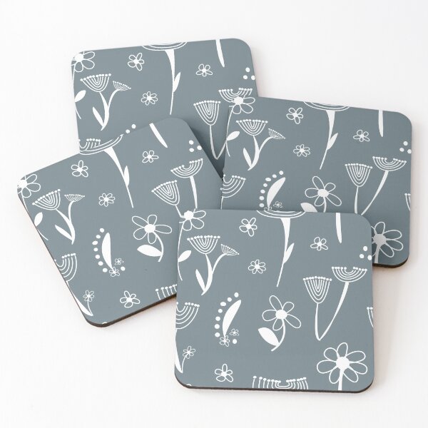 Item preview, Hand drawn wild flower seamless pattern - dusky blue and aqua.  Caroline Laursen original designed and sold by Caroline Laursen.