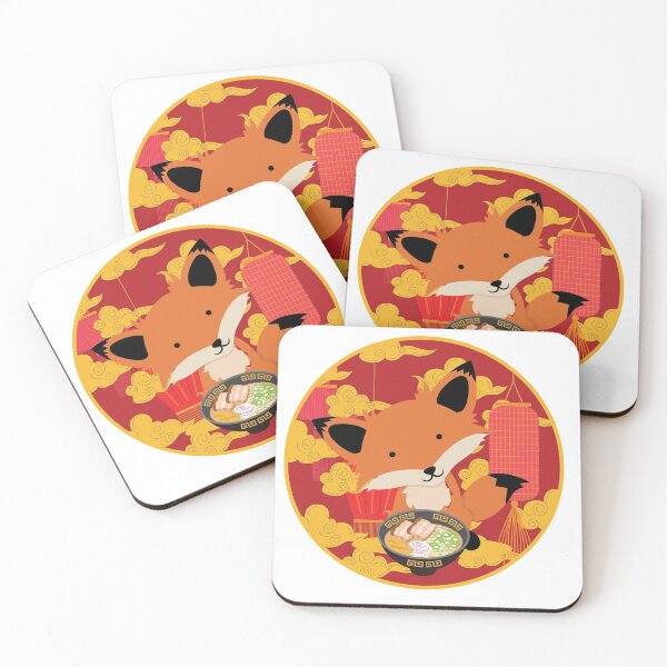 Item preview, Cute Fox Leaves Ramen Gold Clouds designed and sold by TammiPrez.