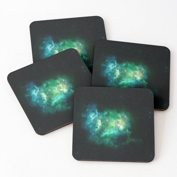 Item preview, Teal blue heart nebula cloud glow, shiny turquoise cosmos, black, Milky way, Dark starry space, Galaxy, aesthetic outer space, universe designed and sold by August-E.