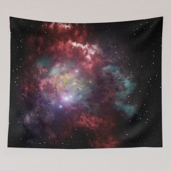 Item preview, Color cloud blast, nebula glow, shiny cosmos, red, blue, light glow, black, Milky way, Dark starry space, Galaxy, aesthetic outer space, universe designed and sold by August-E.