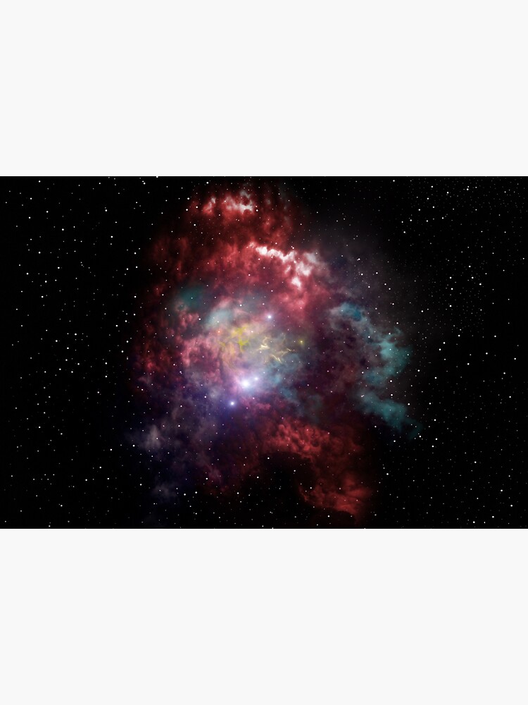 Color cloud blast, nebula glow, shiny cosmos, red, blue