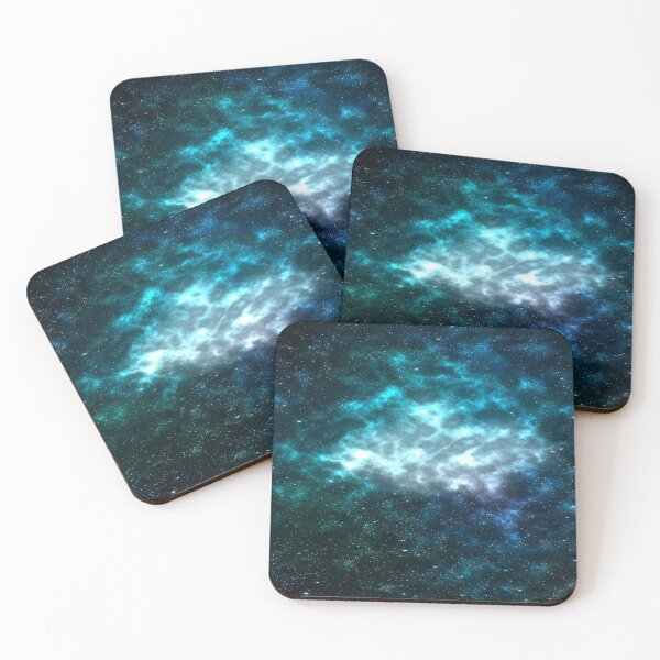 Item preview, Teal blue nebula clouds, shiny cosmos, neon glow, black, Milky way, Dark starry space, Galaxy, aesthetic outer space, universe designed and sold by August-E.