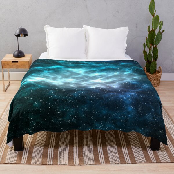 Item preview, Teal blue nebula clouds, shiny cosmos, neon glow, black, Milky way, Dark starry space, Galaxy, aesthetic outer space, universe designed and sold by August-E.