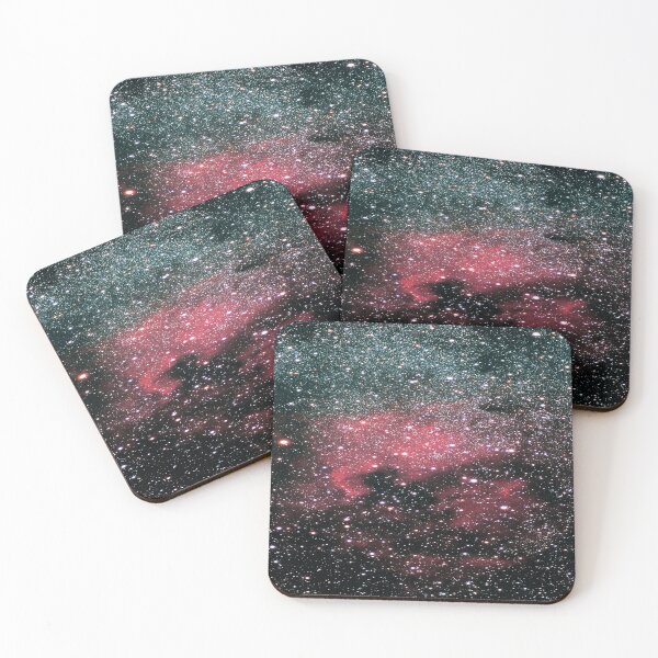 Item preview, North American nebula, red, green, teal, shiny cosmos glow, black galaxy Milky way, Dark starry sky, aesthetic outer space, universe designed and sold by August-E.