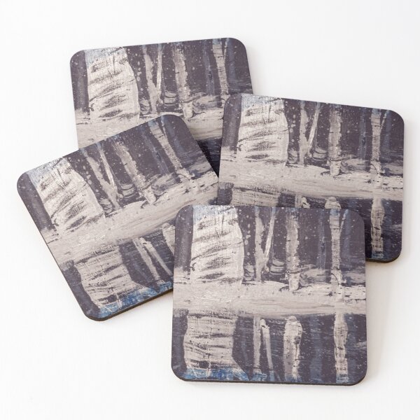 Item preview, Snowy Winter Birch Trees Happy Nighttime Landscape Painting designed and sold by Gordon Nelson.